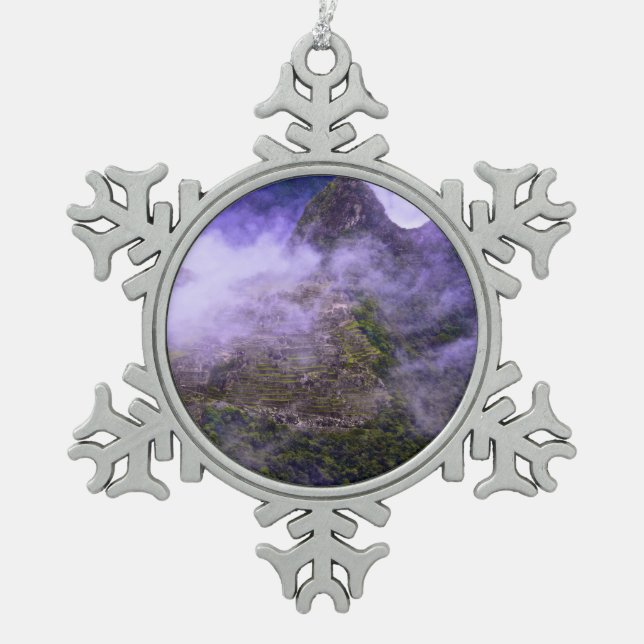 Machu Picchu, Peru Snowflake Pewter Christmas Ornament (Front)