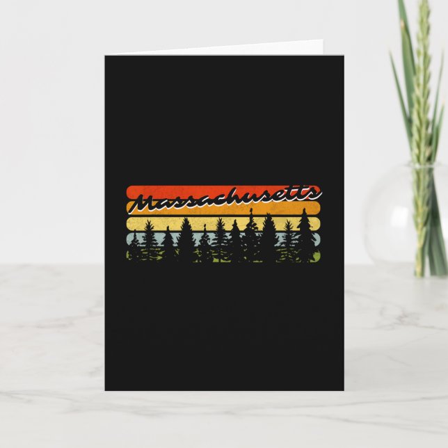 Machusetts Forest Sunset Trees Cabin Theme Souveni Card (Front)