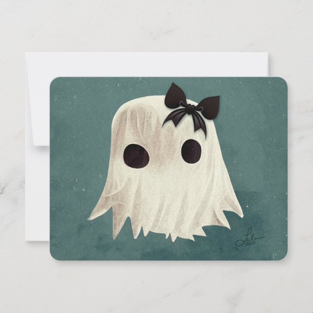 Macie Le Fantôme Amical ・ Carte D'Halloween Cute (Devant)