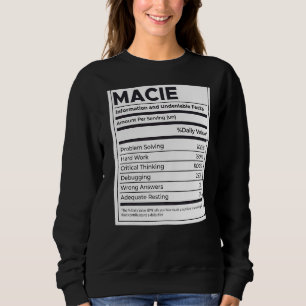 Macie Nutrition Information Problem Solving Hard W Sweatshirt