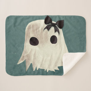 Macie The Friendly Ghost • Cute Halloween Art Sherpa Blanket