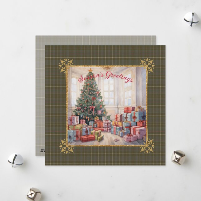 MacIntyre Hunting W  Scottish Tartan Christmas Holiday Card (Front/Back In Situ)