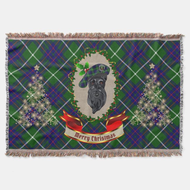 MacIntyre Scottie Dog Christmas Throw Blanket (Front)
