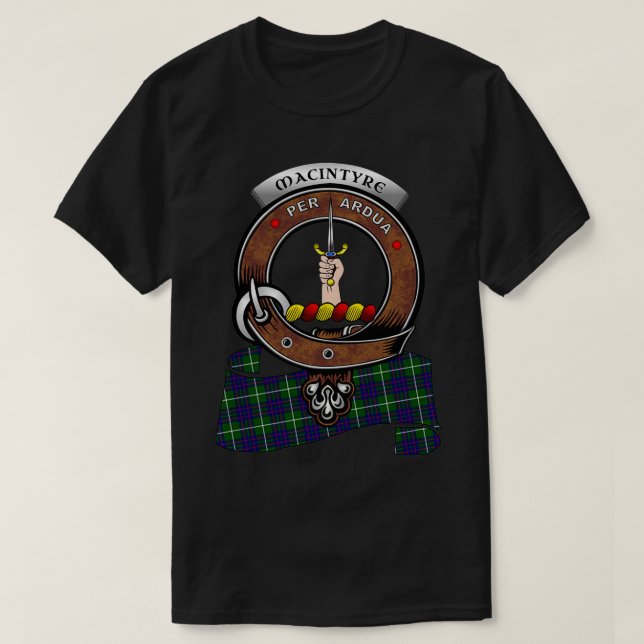 MacIntyre Scottish Clan Badge Tartan  T-Shirt (Design Front)