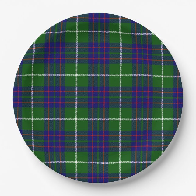 MacIntyre tartan green blue plaid Paper Plate (Front)