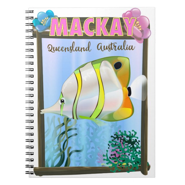 Mackay Australia Tropical travel poster Notebook (Front)