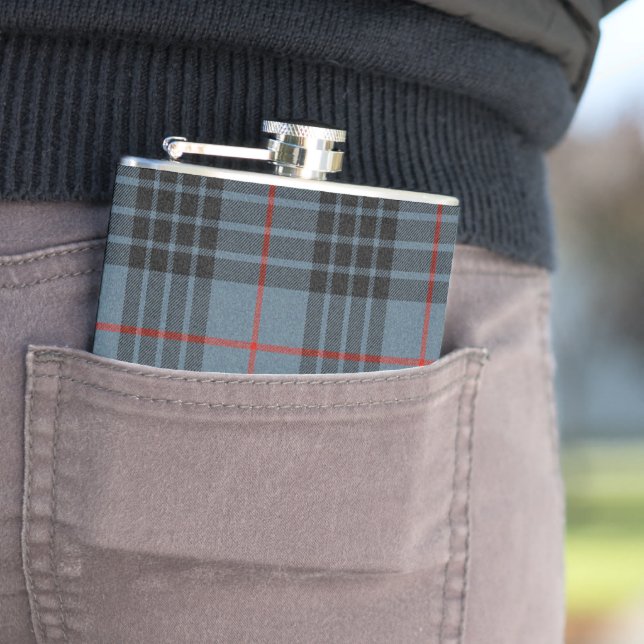 MacKay Blue Tartan Plaid Scottish Pattern Hip Flask (In Situ)