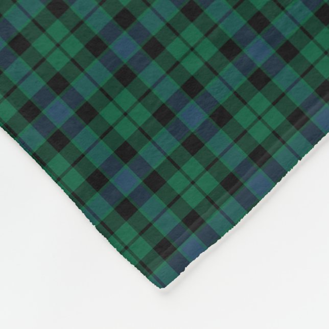 MacKay Clan Green, Blue and Black Tartan Fleece Blanket (Corner)