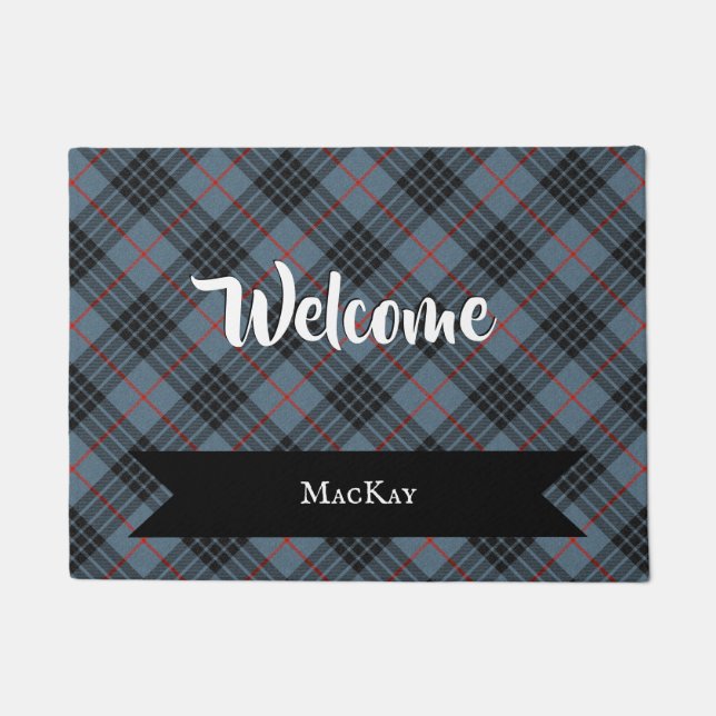 MacKay Clan Scottish Tartan Plaid Pattern Doormat (Front)
