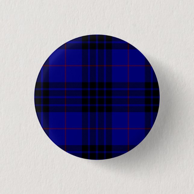 MacKay tartan blue black plaid 1 Inch Round Button (Front)