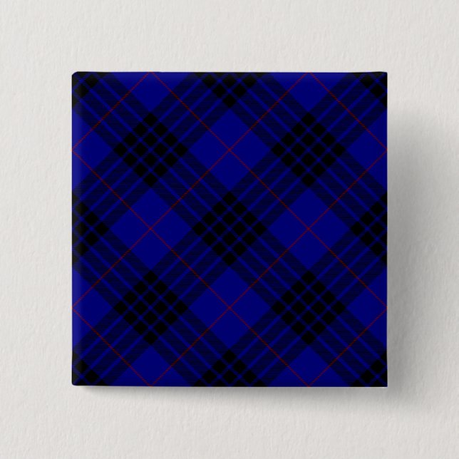 MacKay tartan blue black plaid 2 Inch Square Button (Front)