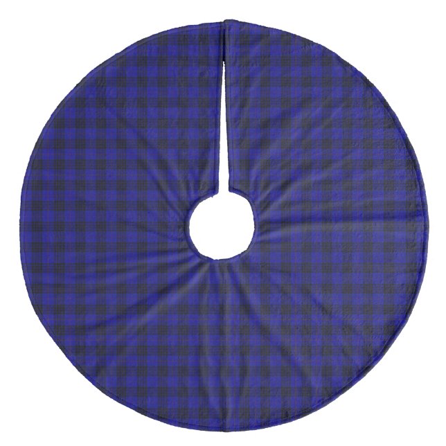 MacKay tartan blue black plaid Fleece Tree Skirt (Front)