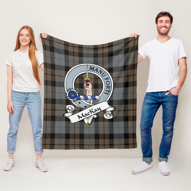 MacKay Weathered Clan Badge Tartan Plaid Fleece Blanket (In Situ)