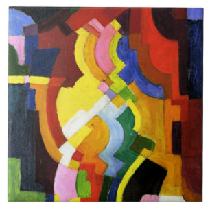 Macke - Farbige Formen III, abstract artwork Tile