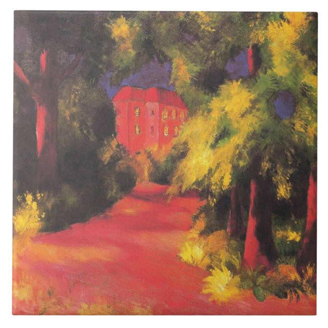 Macke - Red House in Park, Tile (Front)