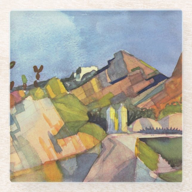 Macke - Rocky Landscape,  Glass Coaster (Front)