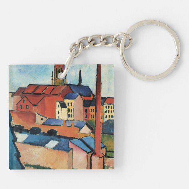 Macke - St. Mary's with Houses and Chimney (Bonn) Keychain (Back)