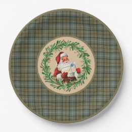 MacKellar Clan Tartan and Santa Wreath Paper Plate