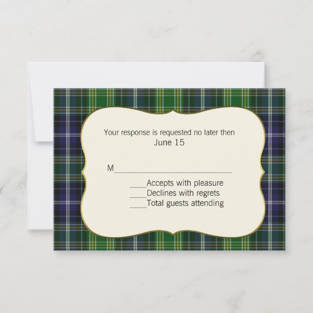 MacKellar Tartan Plaid Wedding Carte RSVP (Devant)