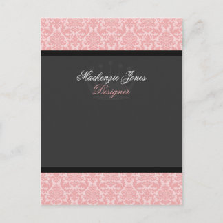 Mackenzie #2 Pink & Black Damask Chic Bow Card