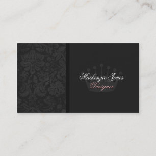 Mackenzie Black Damask Chic Business Card