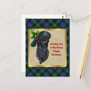 MacKenzie  Clan Badge & Tartan Christmas Postcard