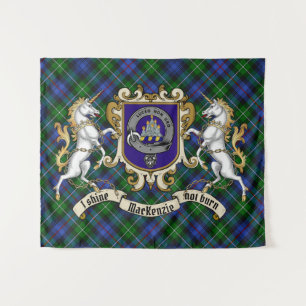 MacKenzie Clan Badge & Unicorns w/Tartan  Tapestry