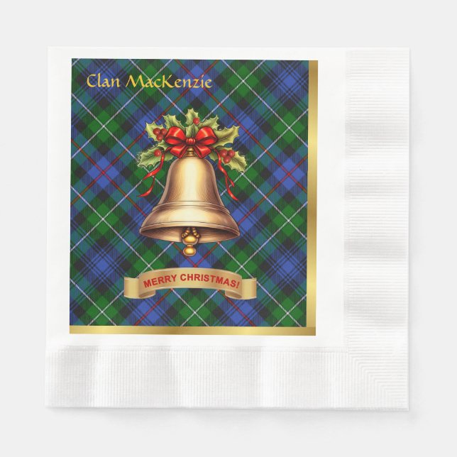 MacKenzie Personalized Tartan Christmas Napkin (Front)