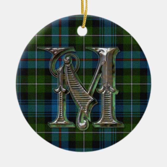 MacKenzie Plaid Monogram ornament (Front)