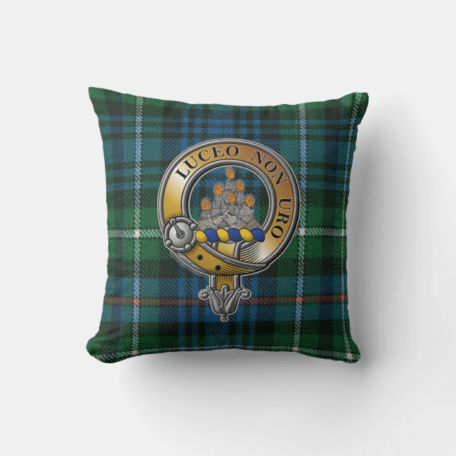 MacKenzie Tartan & Badge Throw Pillow (Front)