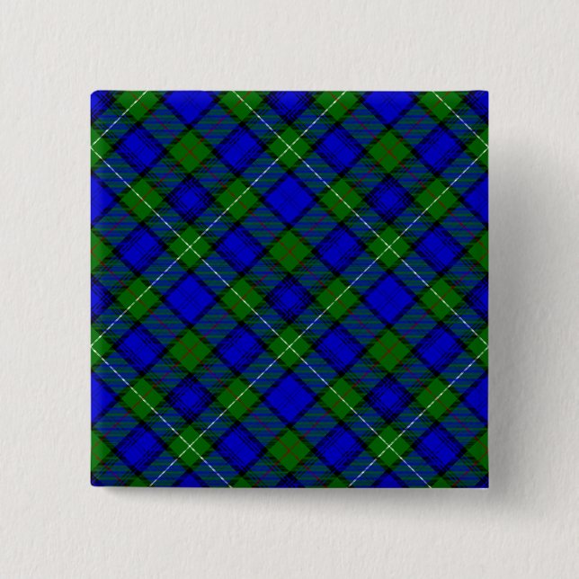 MacKenzie tartan blue green plaid 2 Inch Square Button (Front)