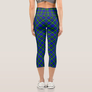 MacKenzie tartan blue green plaid Capri Leggings