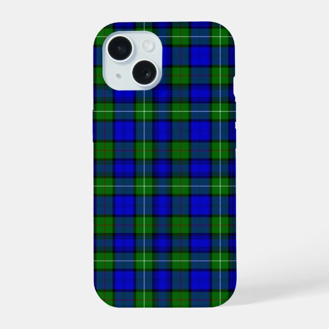 MacKenzie tartan blue green plaid iPhone 15 Case (Back)