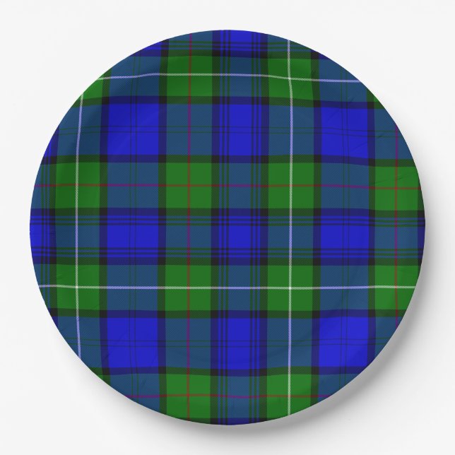 MacKenzie tartan blue green plaid Paper Plate (Front)
