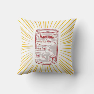 Mackeral tinned fish throw pillow