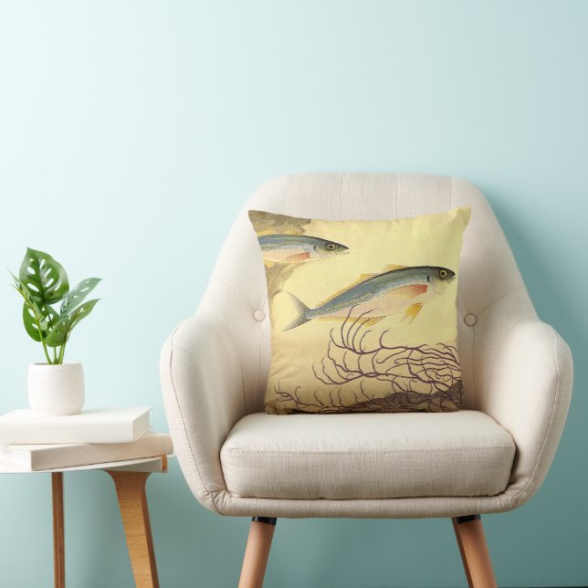 Mackerel Fish Swimming in the Ocean Throw Pillow (Chair)