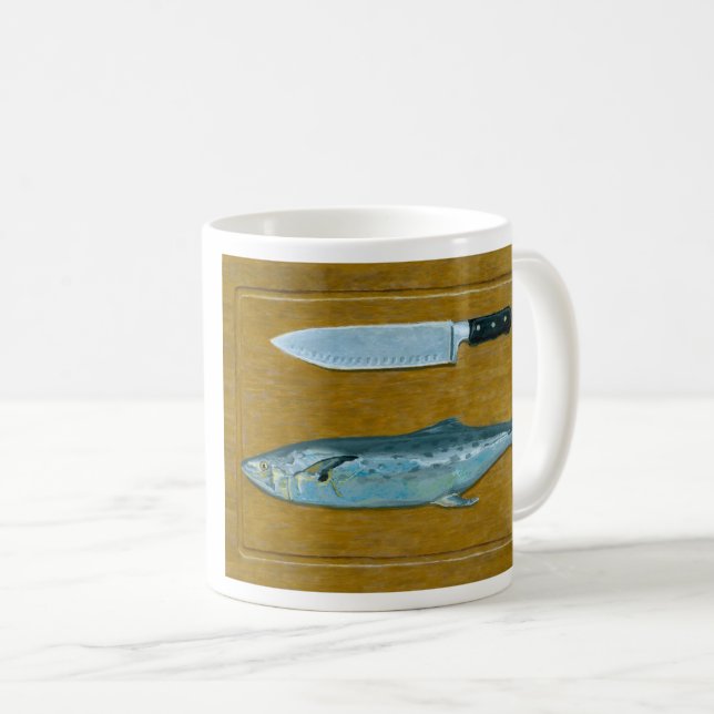 Mackerel on Cutting Board Mug (Front Right)