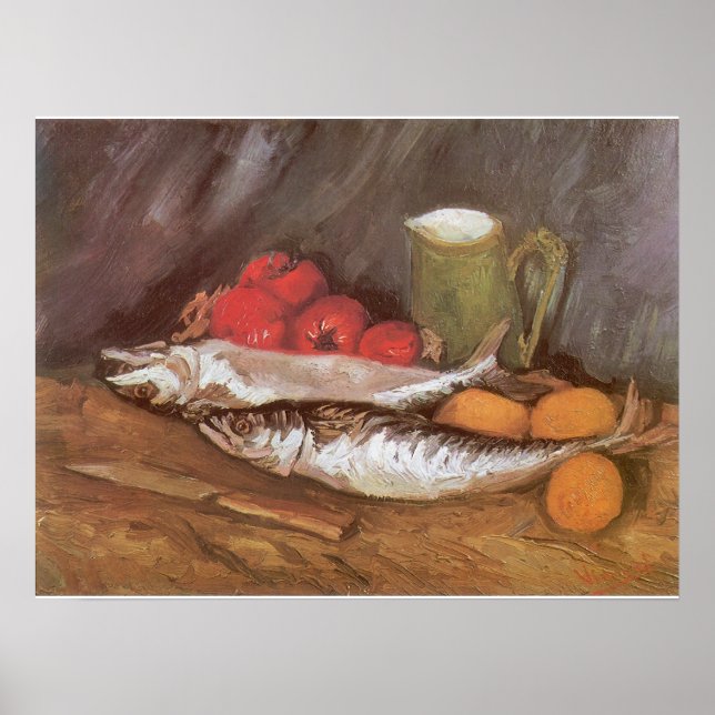 Mackerels, Lemons and Tomatoes by Vincent van Gogh Poster (Front)