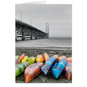 Mackinac Bridge and Canoes Select Colour Card