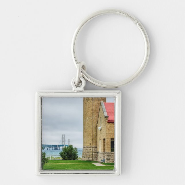 Mackinac Bridge and Lighthouse Keychain (Front)