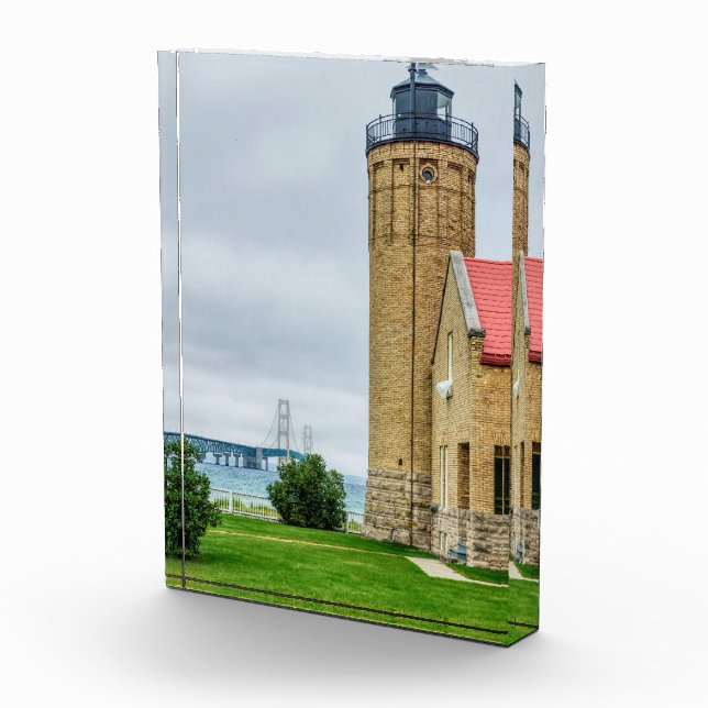 Mackinac Bridge and Lighthouse Photo Block (Right)