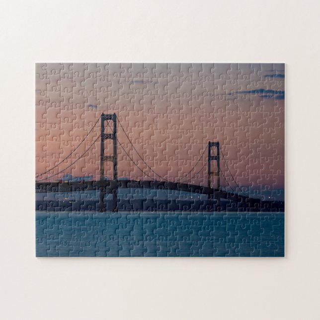 Mackinac Bridge At Dusk Jigsaw Puzzle (Horizontal)