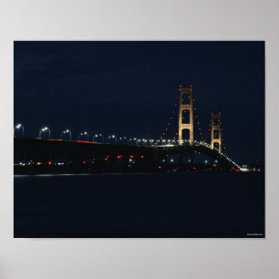 Mackinac Bridge at Night Poster