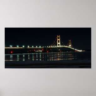 Mackinac Bridge at night Poster