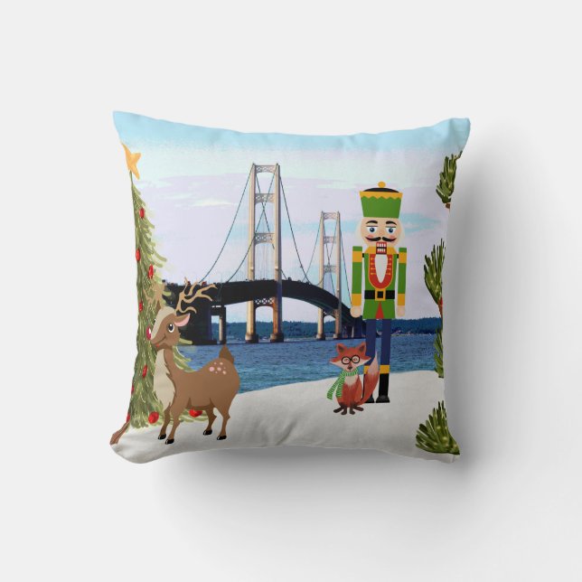 Mackinac Bridge Christmas Pillow (Front)