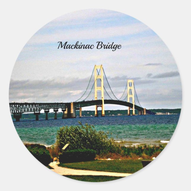 Mackinac Bridge, Mackinac Island, Classic Round Sticker (Front)