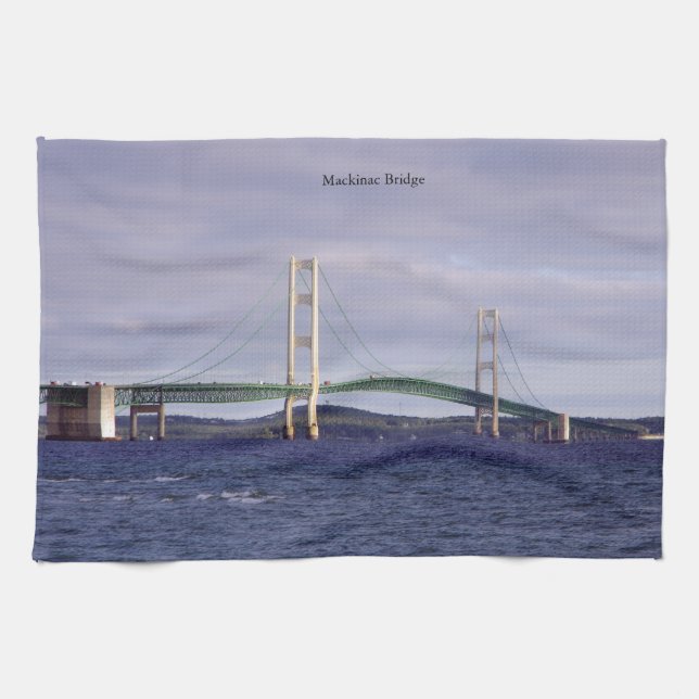 Mackinac Bridge Mackinaw City kitchen towel (Horizontal)