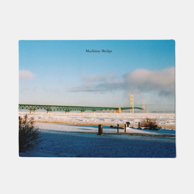 Mackinac Bridge Mackinaw City winter door mat (Front)