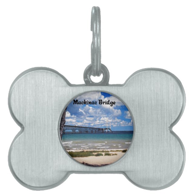 Mackinac Bridge Michigan Pet Name Tag (Front)