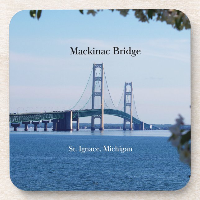 Mackinac Bridge St Ignace 6 plastic coasters (Front)
